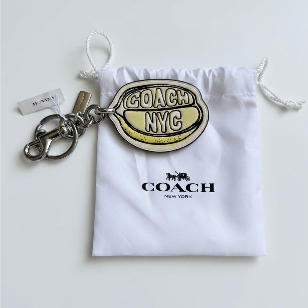 Coach Lemon NYC Leather Keychain Charm - NEW tag and dust bag